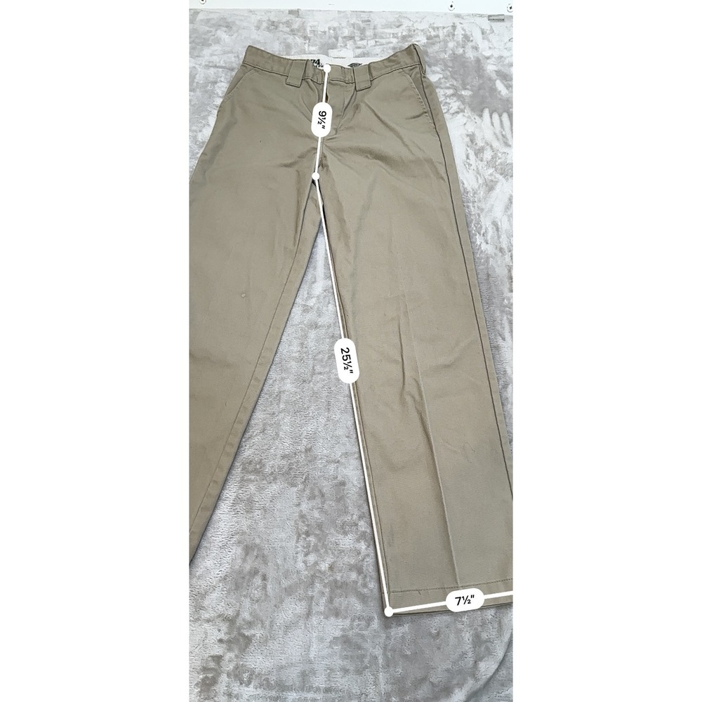 Dickies Pants Boys Size Large (12) Beige Khaki Straight Leg Clasp Closure